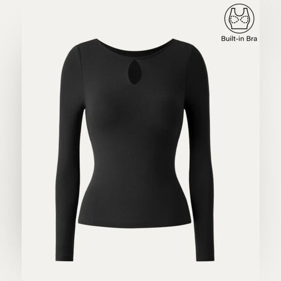 NWOT OGL Light Thermal Keyhole Brami Top - Black Size S - Picture 1 of 12